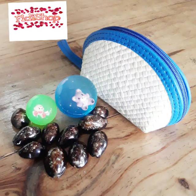 Mainan set bola bekel /bekles asli biji kerang