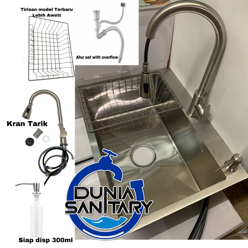 Paket Kitchen sink GOLDEN HAND 6045 By onan bak cuci piring stainless Sus 304 jaring