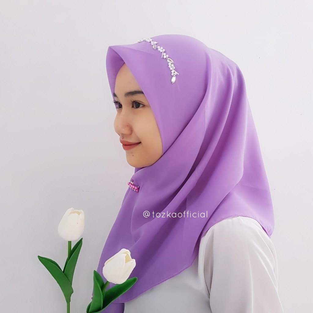 Bella mutiara payet I Hijab segiempat polycotton payet I Jilbab segiempat 115 x 115 cm