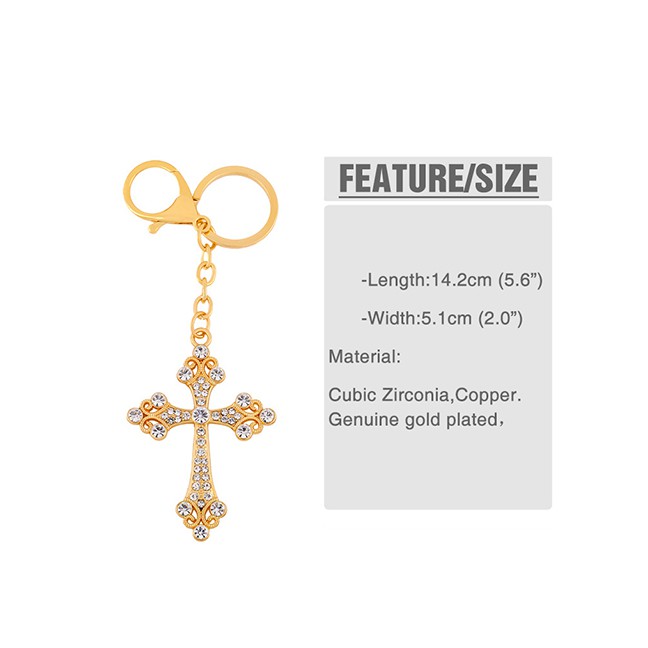 LRC Gantungan Tas Fashion Golden Cross Diamond Key Chain K43422