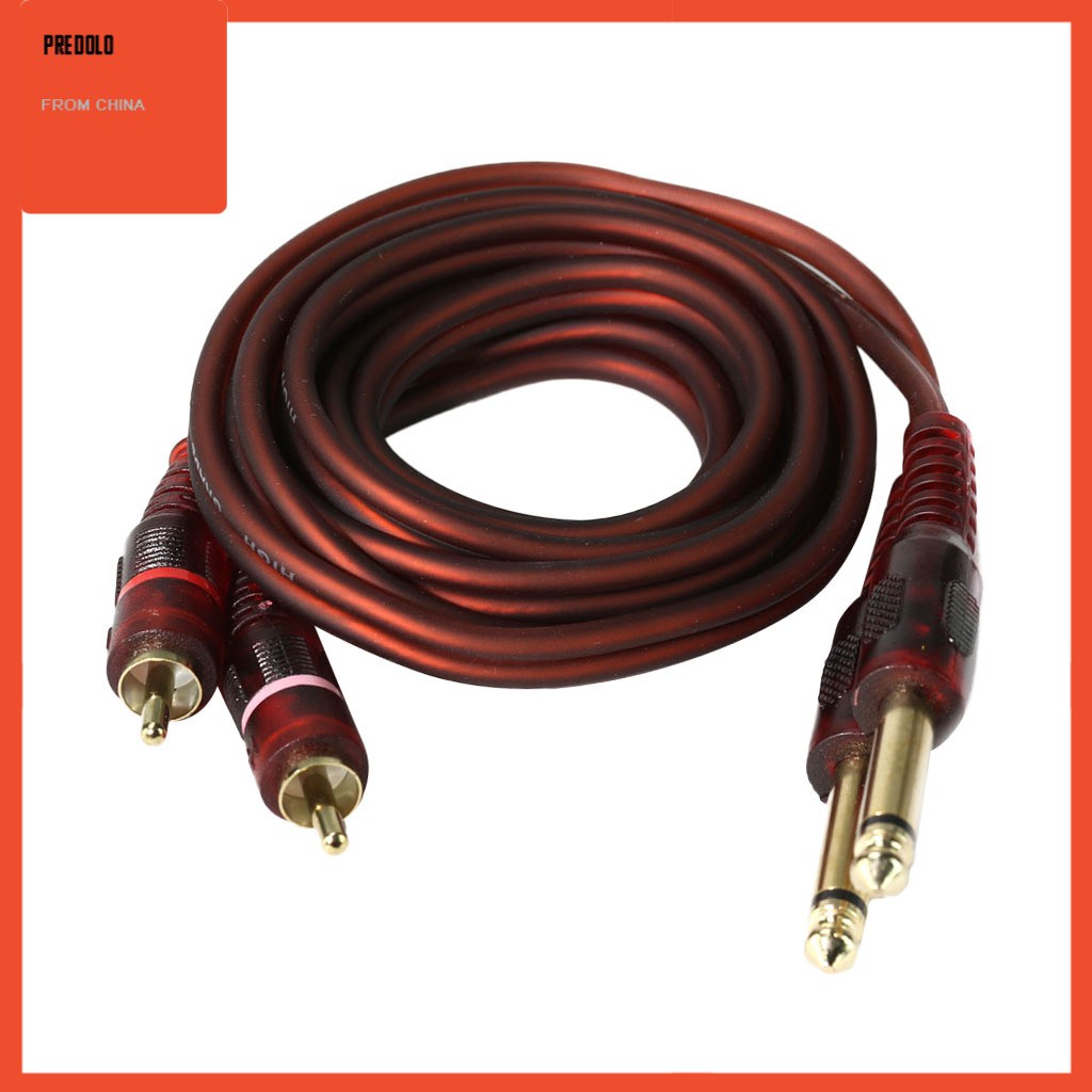 In Stock Audio Cable Dual 1/4&quot; Jack 6.35mm to Dual RCA Phono Male for Mixer Amplifier