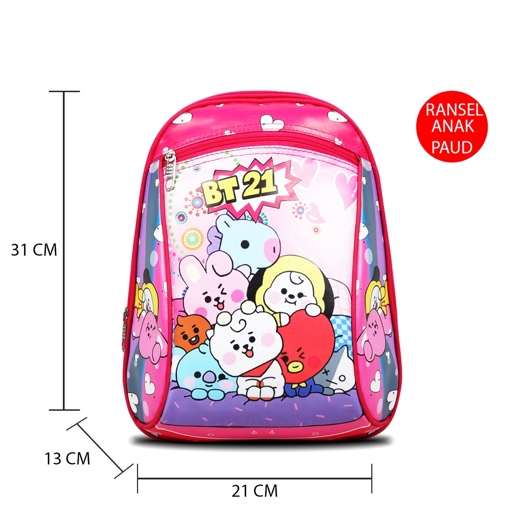 Newtonkids - Tas Ransel Sekolah Anak BT21/Tas Ransel Sekolah Mobil BT21/Tas Ransel Sekolah PAUD/Mobil 3d