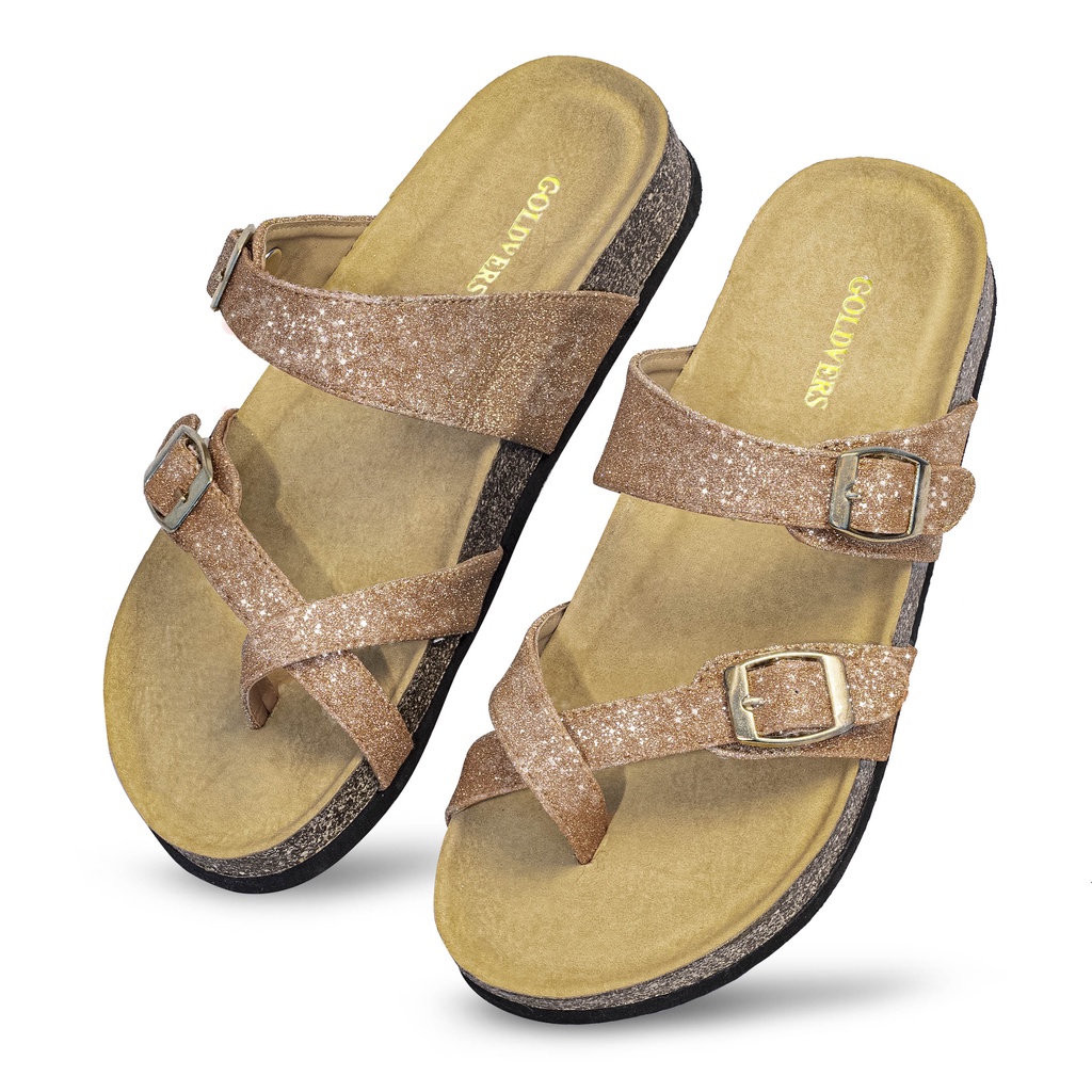 Sandal Wanita Glitter Goldvers Selop Motif Glitter Manik Original Import Berkualitas - Goldiesbags