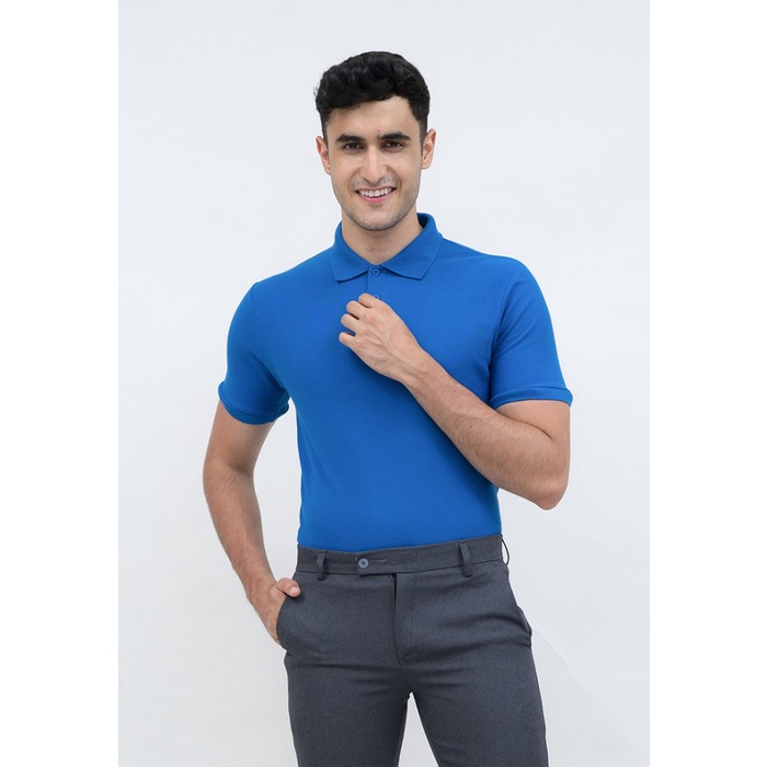 polo shirt baju kaos kerah polo slim houseofcuff biru