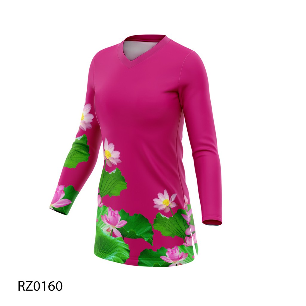 Baju Jersey Sepeda Gowes Baju Tunik Wanita Muslim Muslimah Lengan Panjang Full Printing BAD01