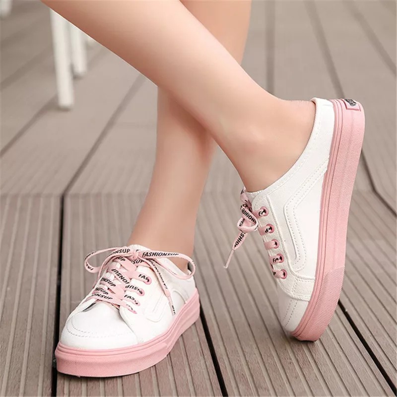 Sepatu Dari Karin sepatu sneaker slip-on wanita sepatu setengah wanita kanvas ringan KR-SN091