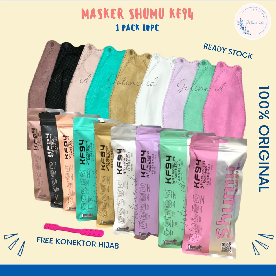 Masker SHUMU KF94 Premium Earloop 5ply Limited Murah Isi 10pc Free Connector Dengan Izin Kemenkes