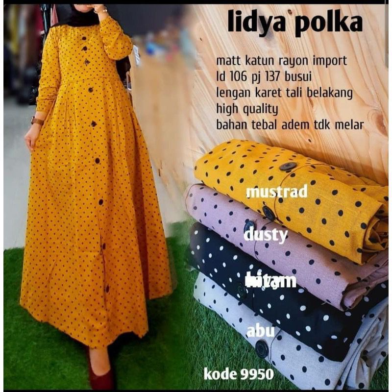 Gamis Linen Lydia Polka | (Realpict COD)