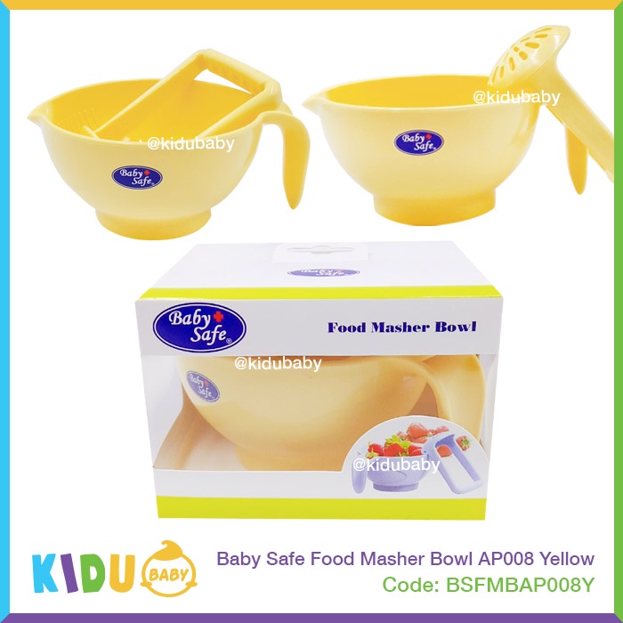 Baby Safe AP008 Mangkok Pelumat Penghalus Makanan Bayi Perlengkapan MPASI Food Masher Bowl AP008 Kidu Baby