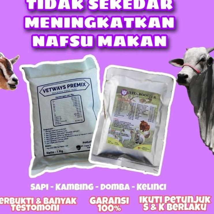 

(viyv -5) Vetways Premix + Vitabooster Paket vitamin penggemuk sapi kambing domba dkhn365
