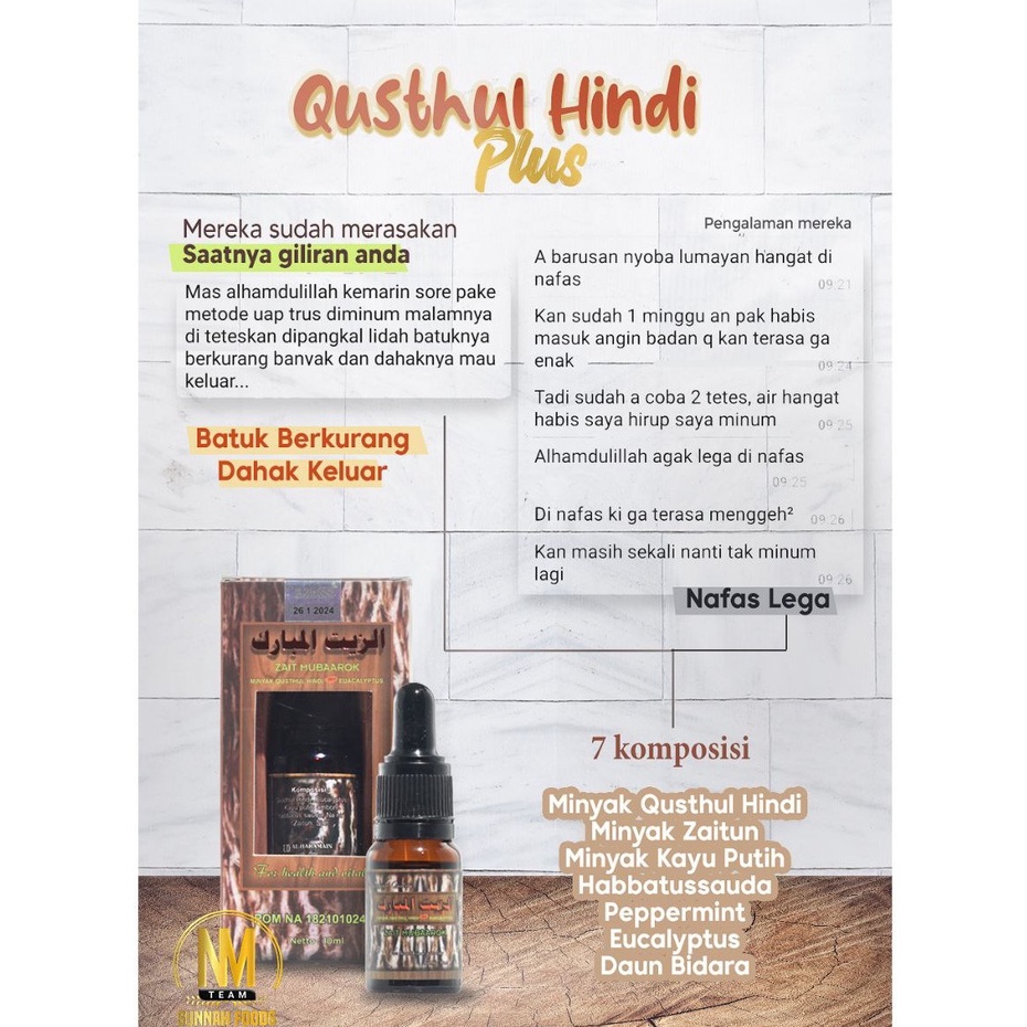 Zait Mubaarok Essential Oil Qusthul Hindi Plus