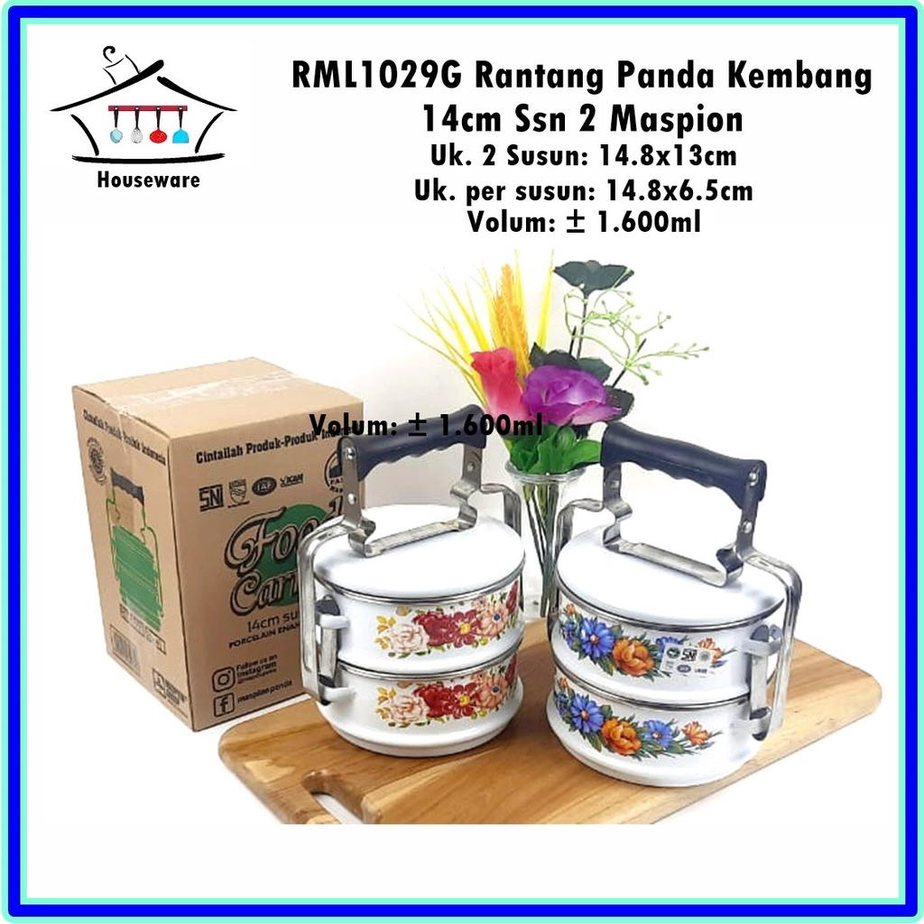 RML1029G Rantang Panda Kembang 14cm/2 Susun 2 Maspion