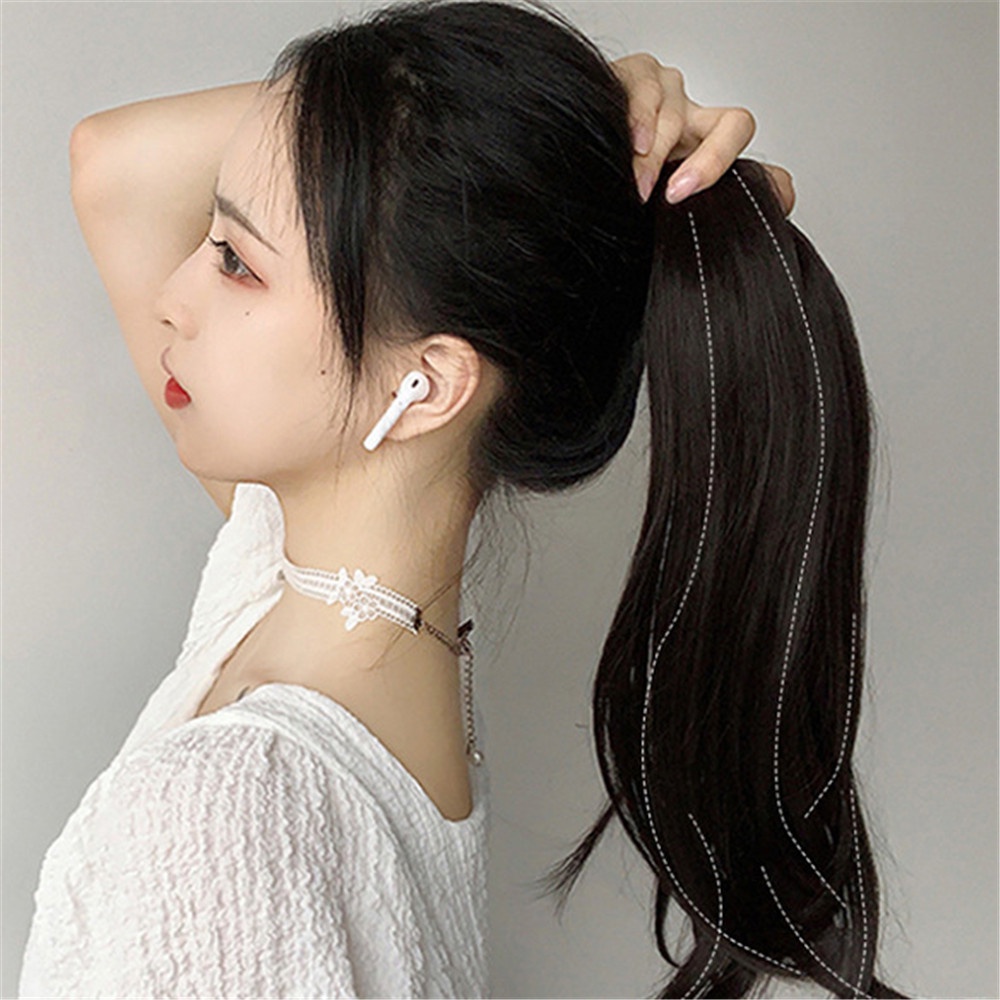 【COD Tangding】Wig Rambut Palsu Model Ponytail Keriting Panjang Natural Untuk Wanita