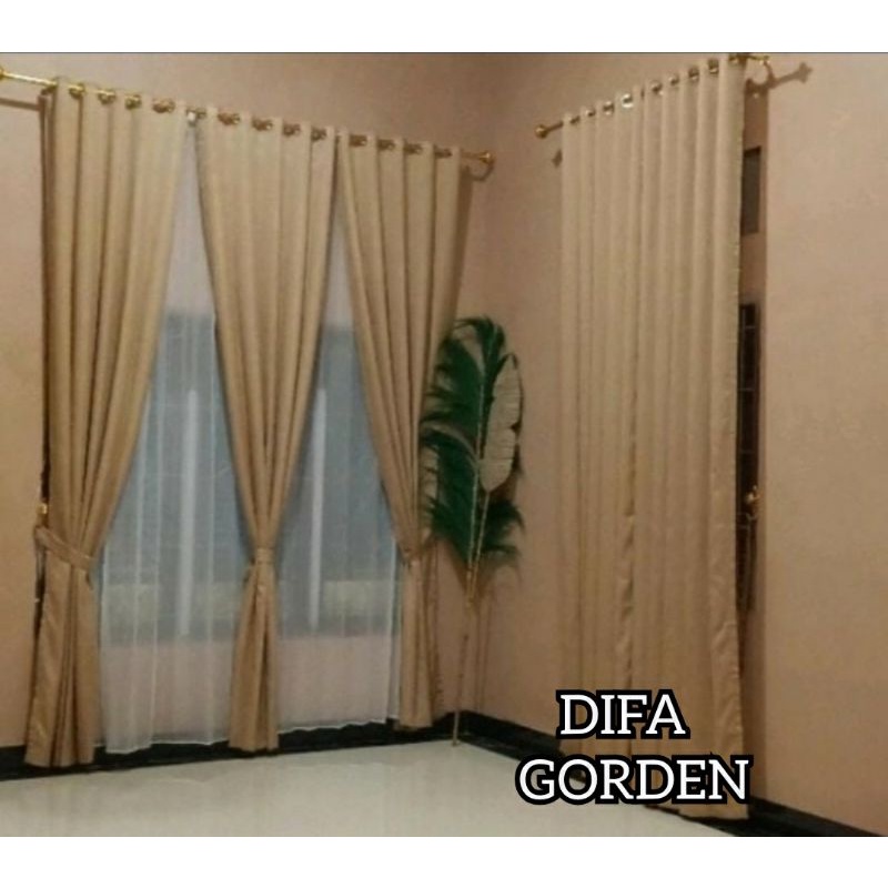 Gorden Jendela Minimalis Panjang 250cm 2meter bahan Embos Polos Murah Korden Pintu kamar Terbaru