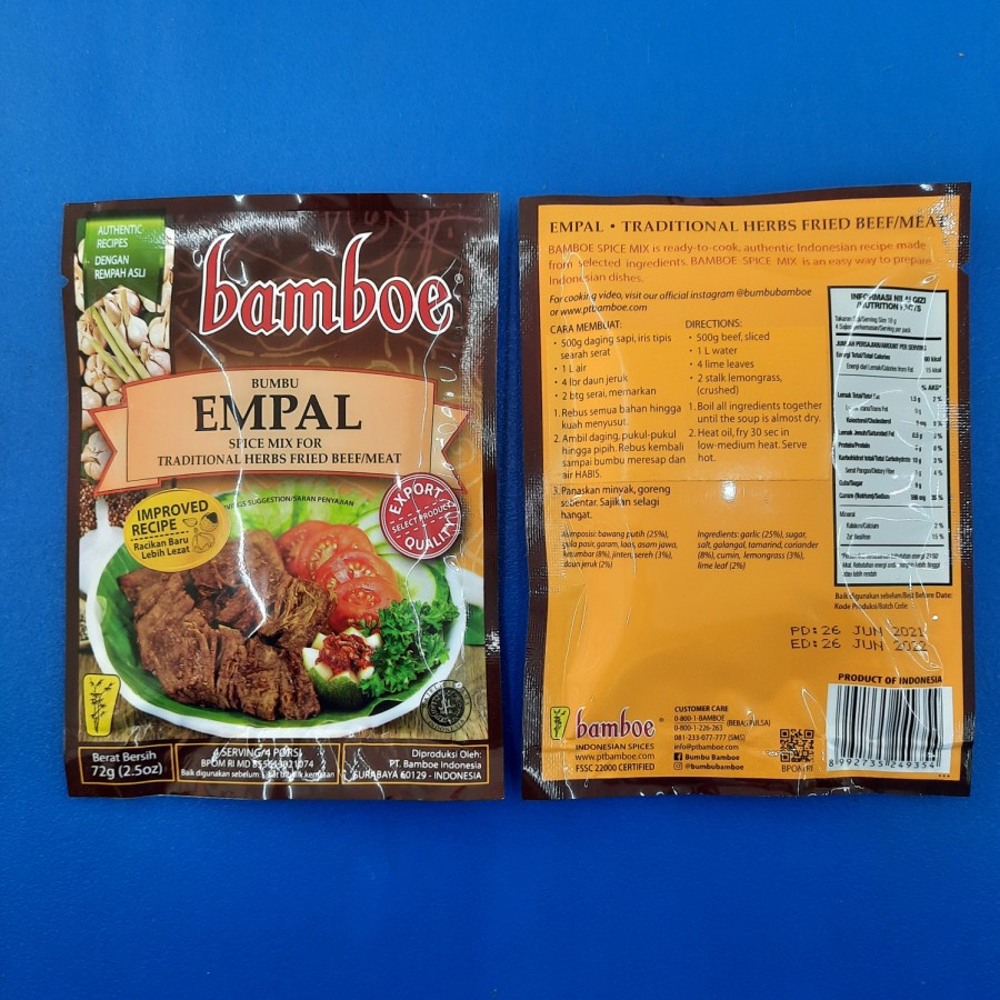 

Bumbu Empal Bamboe 50gr