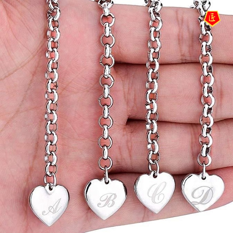 [Ready Stock]New Creative Heart-Shaped 26 Alphabet Bracelet