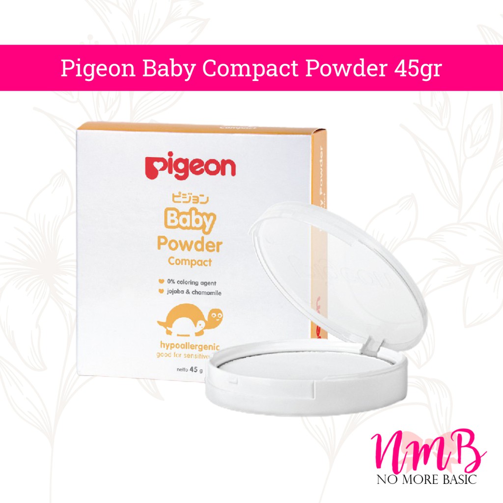 PIGEON Bedak Padat Bayi - Baby Compact Powder Cake Chamomile White 45Gr Gram With Case