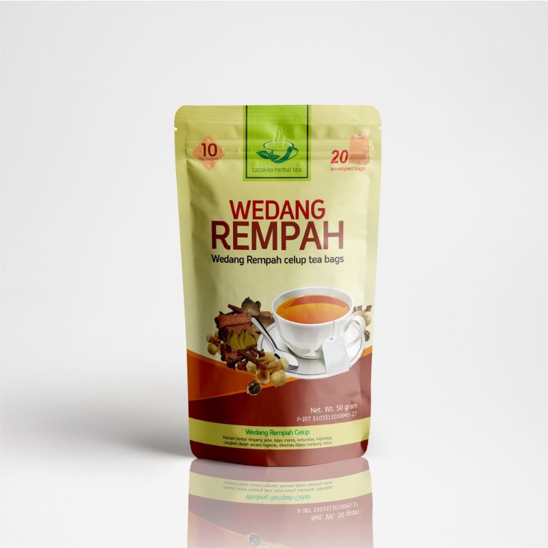 

Wedang Rempah Teh celup terbuat dari rempah rempah pilihan Menjaga Daya Tahan Tubuh Produk Original Tazakka Isi 20 kantong.