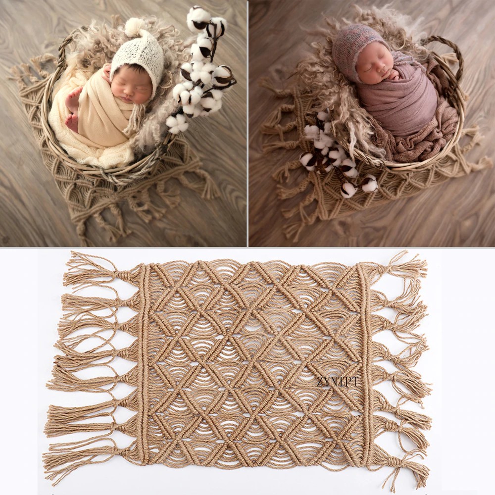 2019 New Weaving Hemp Rope Blanket Posing Backdrop For Newborn Photography Props Baby Photo Shoot Shopee Indonesia