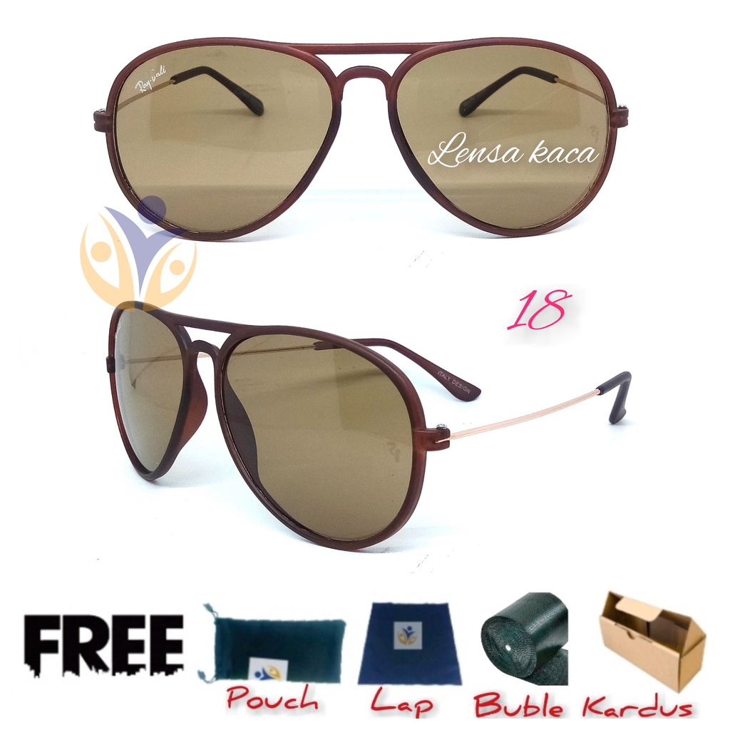 Kacamata hitam aviator lensa kaca UV Protection