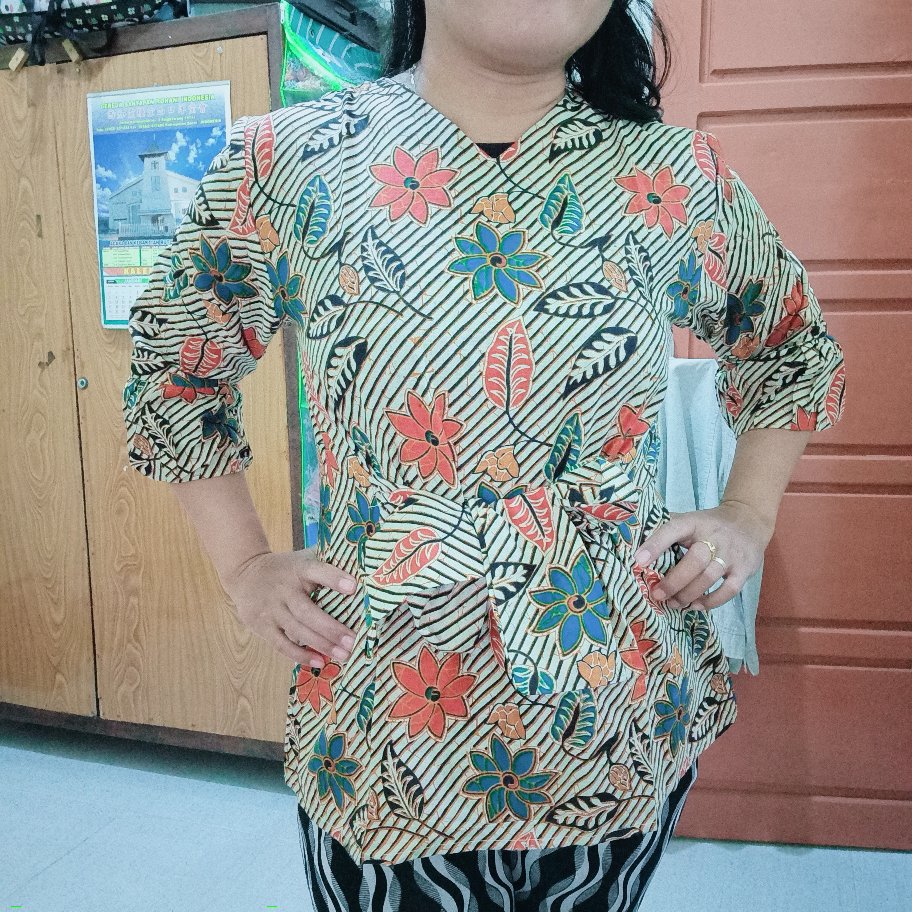 Batik Dolby Dolbi Dobby Doby Tenun Sutra Tulis Katun Atbm Baron Atasan Batik Wanita Sogan Srg308