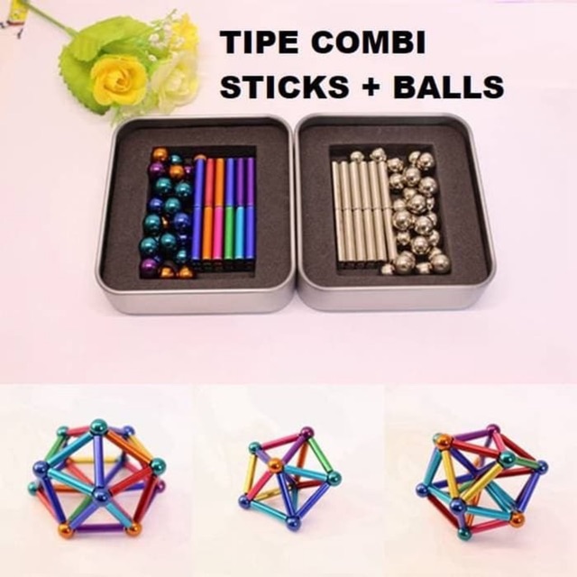 Magcube NeoCube Mainan Magnetic Cube Balls Puzzle 5mm bola magnet dan combi stick buckyballs