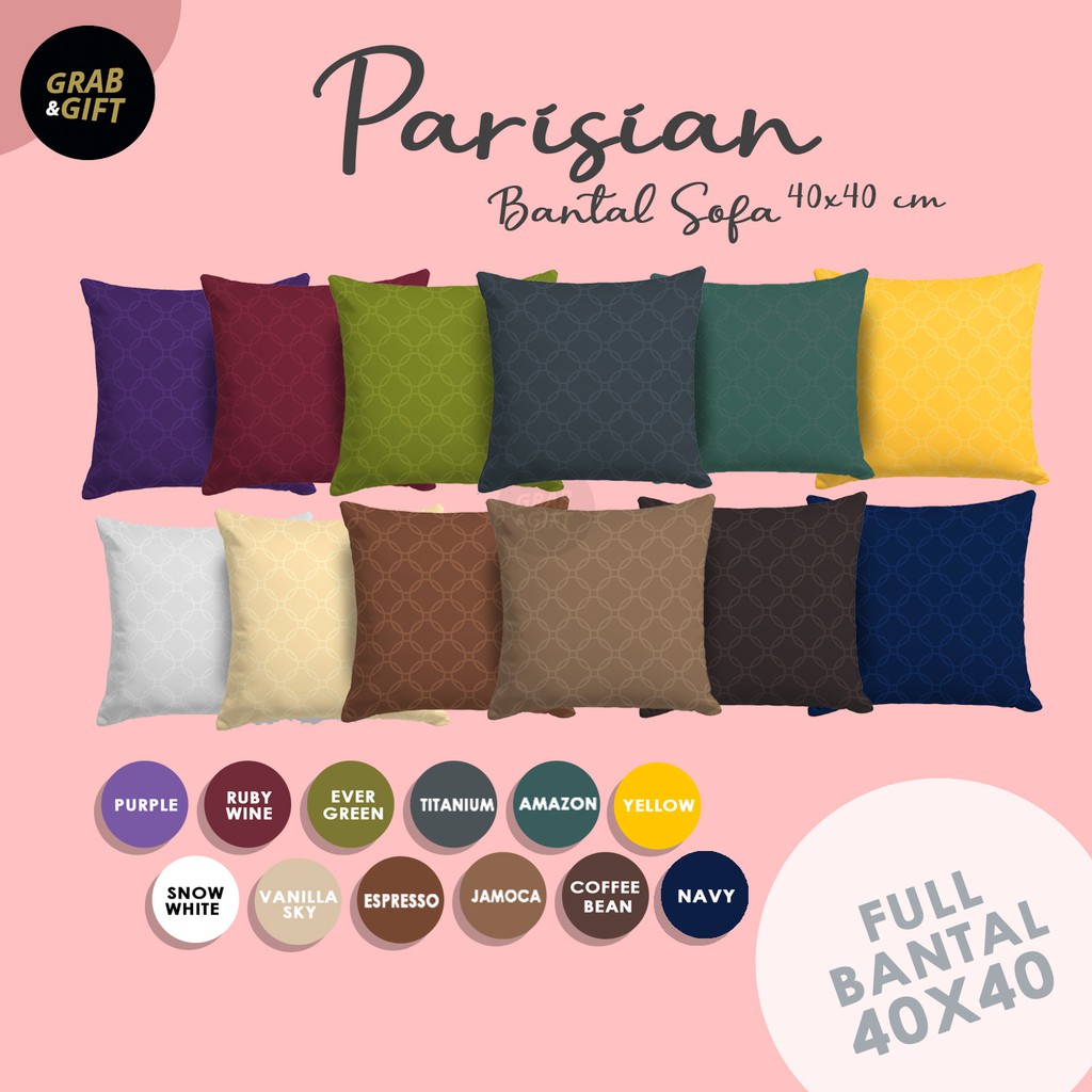 Bantal Sofa Parisian Series Polos Emboss 40x40 cm