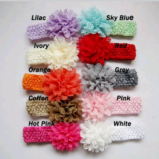 Bandana bunga besar tali rajut anak perempuan import