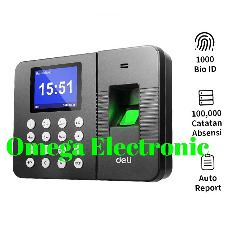 RESMI Mesin Absen Finger Print Deli E3960 Absensi Fingerprint Time E 3960