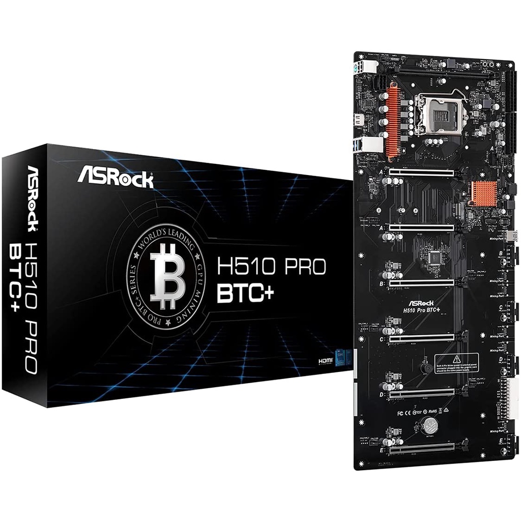Motherboard ASRock H510 Pro BTC+ Mining 6 Slot PCI Express 3.0 x16 Coin Crypto