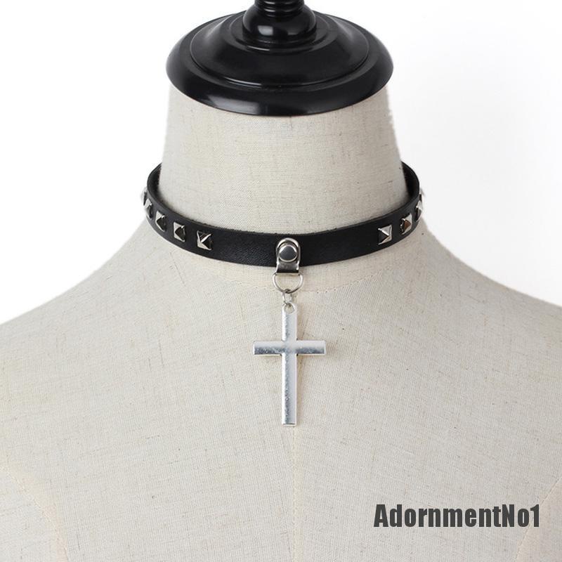 (Adornmentno1) Kalung Choker Bahan Kulit Imitasi Gaya Punk / Gothic Untuk Wanita