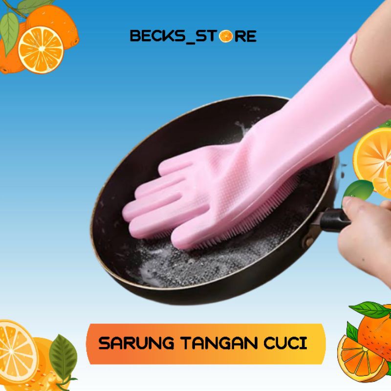 SARUNG TANGAN CUCI PIRING SILIKON / SARUNG TANGAN CUCI PIRING ANTI AIR