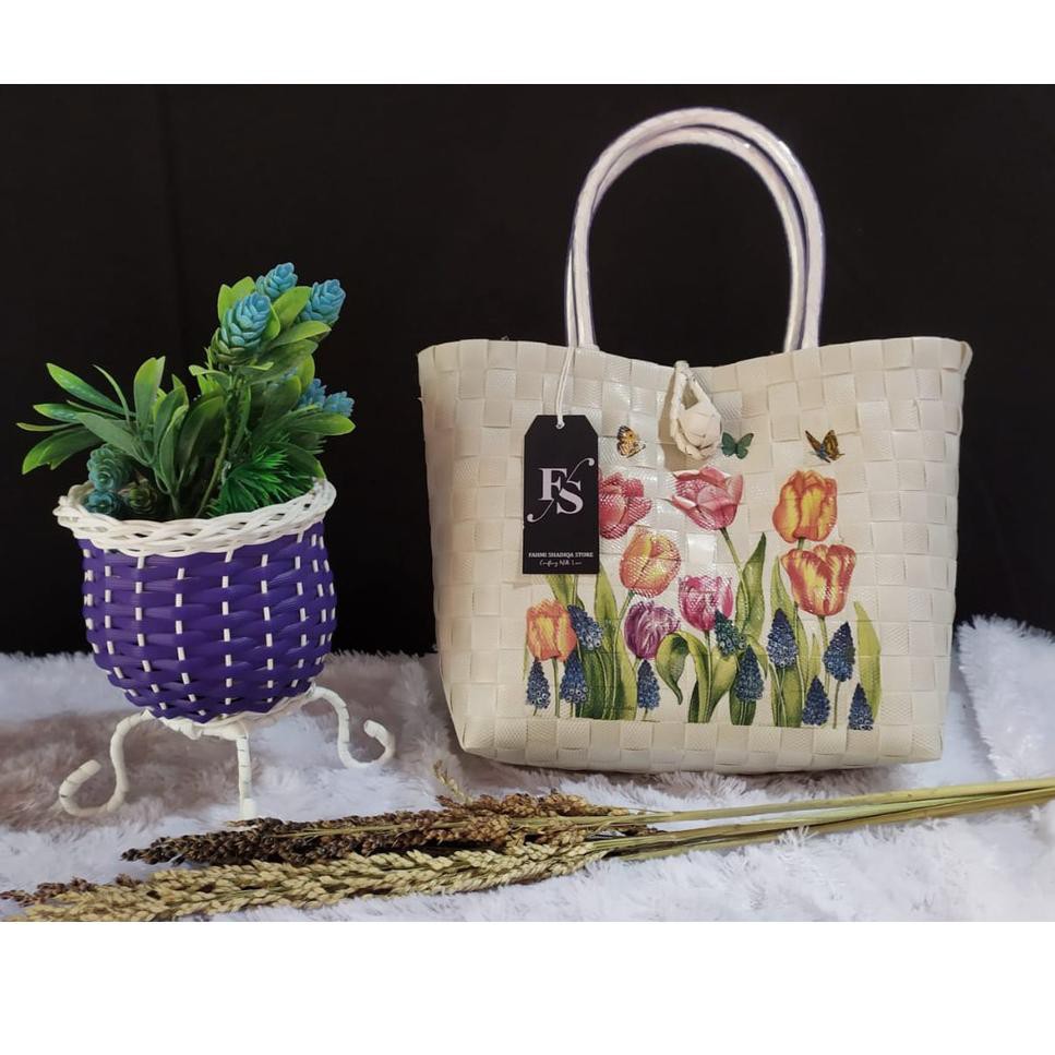 

VBW Tas Anyaman Plastik Murah Tas Anyaman Decoupage Lukis Cantik (S) BW VW DWY