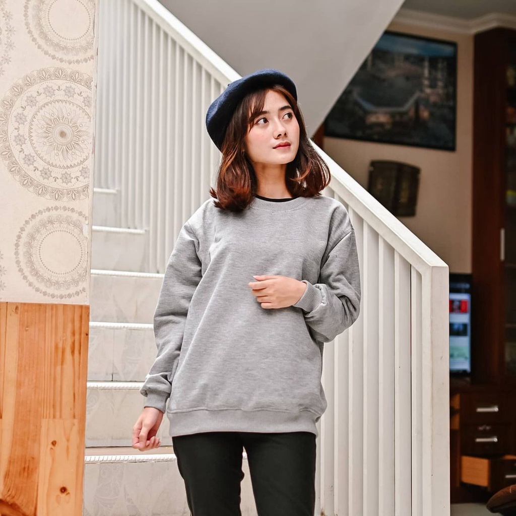 BASIC SWEATER Warna Mint || CRAWNECK POLOS II Sweatshirt Polos