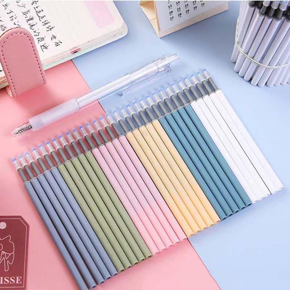 Lanfy Tekan Gel Pen Refill 0.5mm Perlengkapan Sekolah Kantor Siswa Alat Tulis Menulis Refill Pengganti