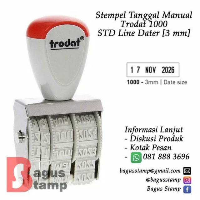

RB Stempel Tanggal Manual Trodat 1000 STD Line Dater 3mm 3 mm