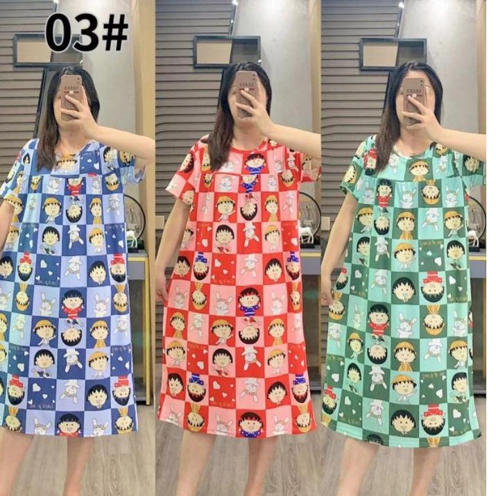 Daster Jumbo Wanita Dress Korea Baby Doll & Dress Kantong LD 120 Piyama Import Korean Style • GEL.20