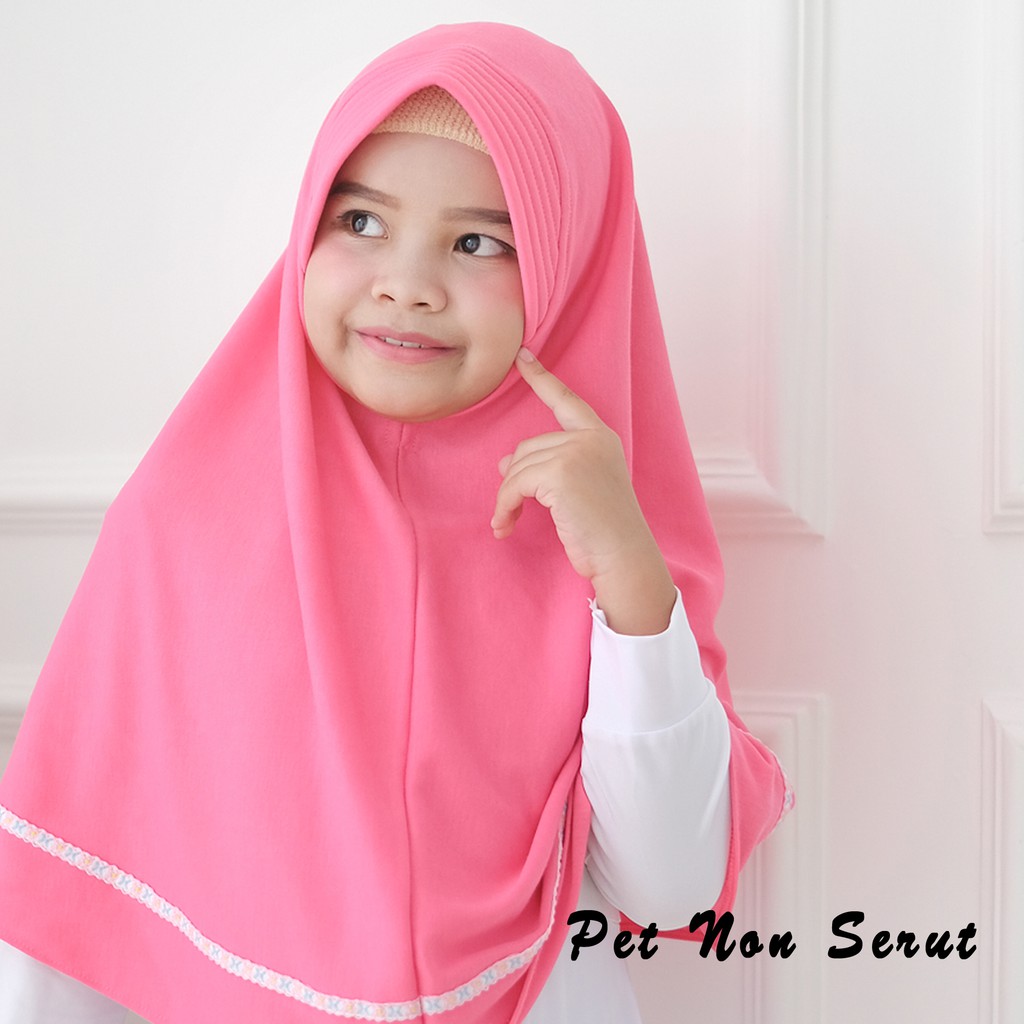 Jilbab anak sd Bergo anak lis bunga jilbab instan anak hijab anak bahan adem kerudung instan anak jilbab daily anak