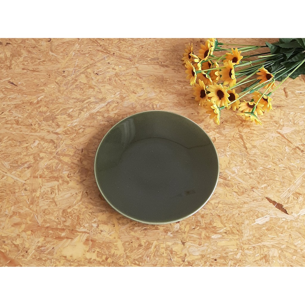 Piring Kue Keramik Army / Piring Kue Keramik Polos / Piring Pudding Keramik Army / Saucer Keramik