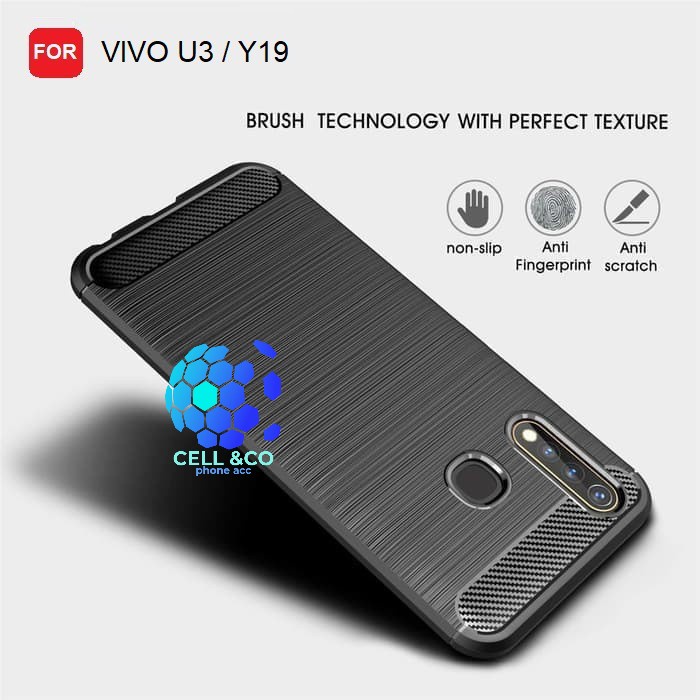 CASE CARBON VIVO Y19 casing hp silikon softcase case premium carbon cover