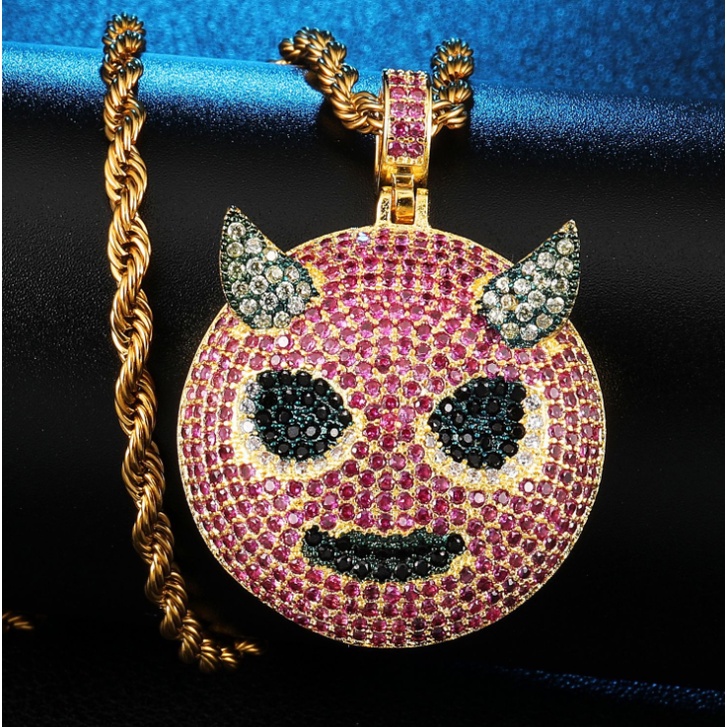 Kalung Liontin Iblis Kecil Bahan Zirkon Gaya hip-hop Eropa Dan Amerika Untuk Hadiah Ulang Tahun