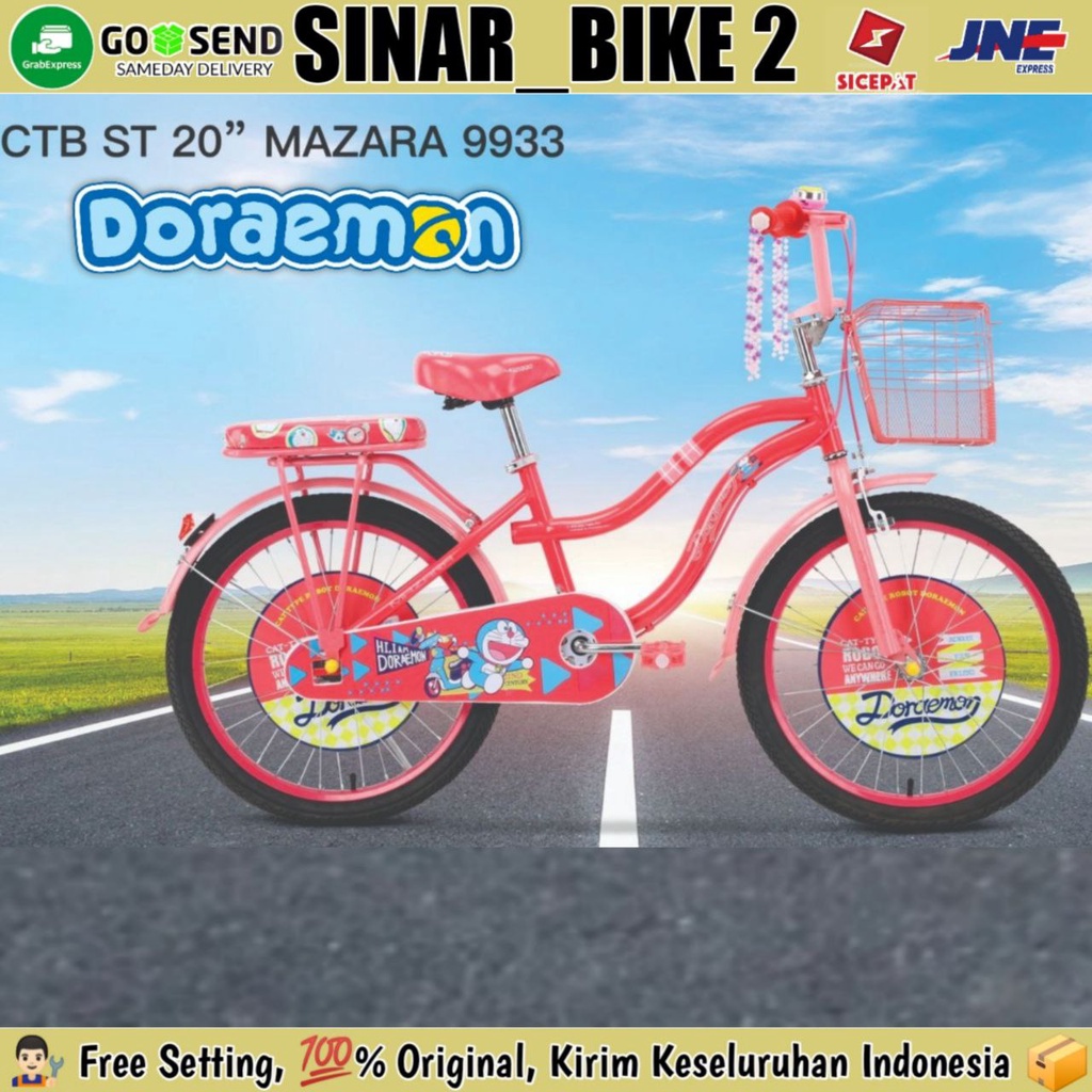 Sepeda Keranjang Anak Remaja MAZARA 9933 Ukuran 20 Inch Doraemon