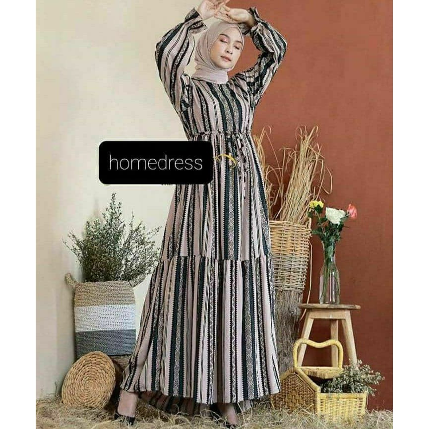 GAMIS AISYA HOMEDRESS SANTAI MOTIF LURIK WANITA CANTIK TRENDI ELEGAN BUSUI