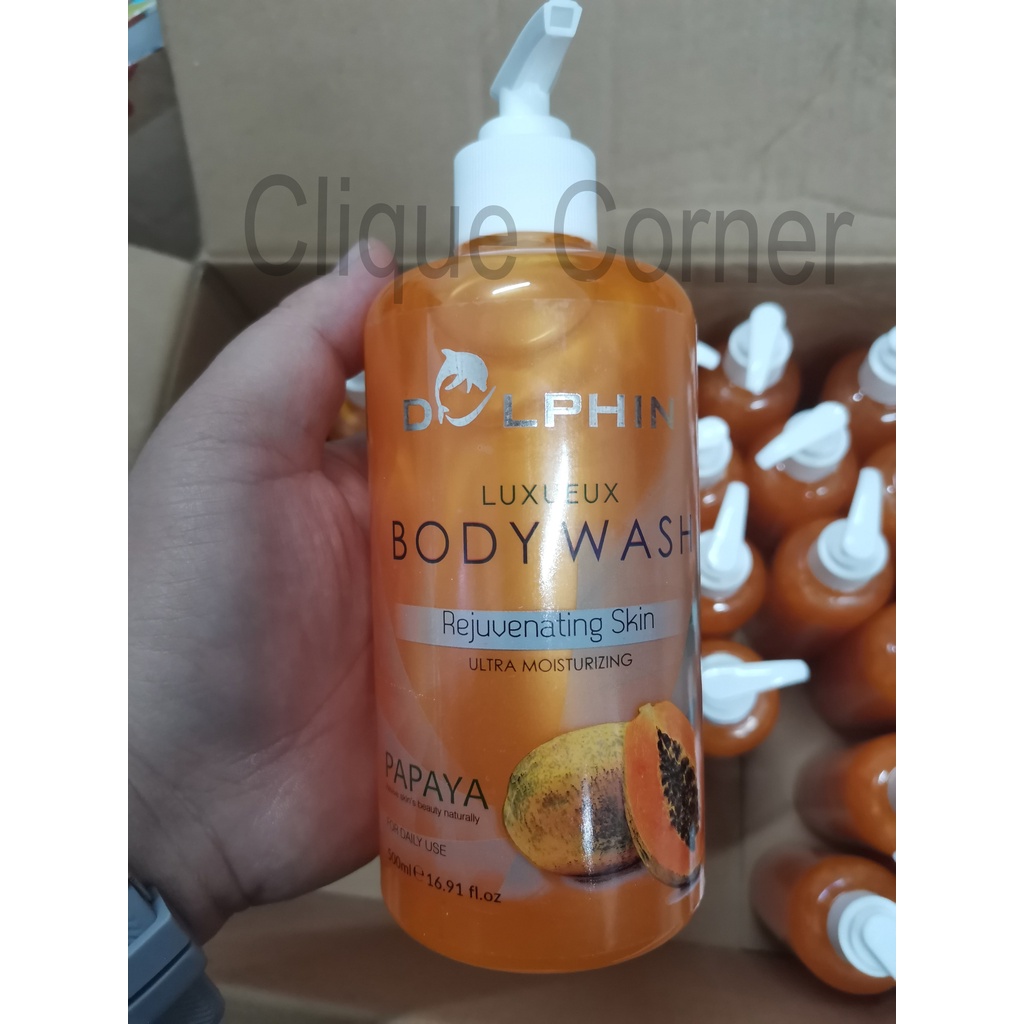 Dolphin Bodywash PAPAYA Sabun Mandi Cair Pemutih Kulit 250ml 500ml Original Bpom