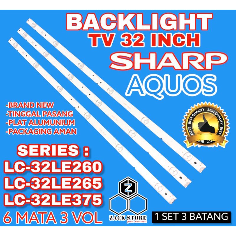 BACKLIGHT TV LED SHARP  32 INC LC-32LE260I LC-32LE265I LC-32LE375I LAMPU BACKLIGHT TV SHARP LC 32LE2