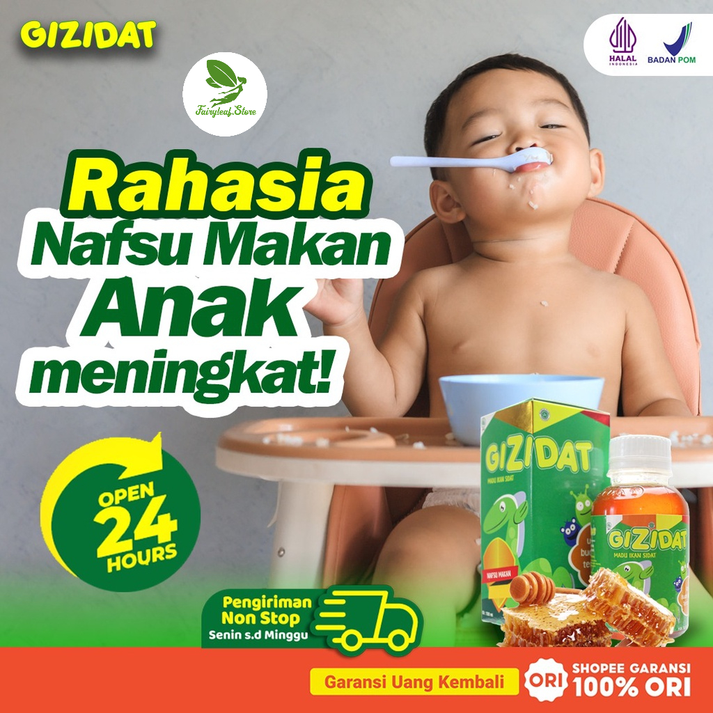 Gizidat Madu Gemuk Anak Original  - Madu Sari Ikan Sidat Multivitamin Suplemen Penambah Nafsu Makan &amp; Berat Badan Bayi / Anak Enak Plus Probiotik Temulawak Aman Terpercaya Gizi Dat Suplemen Penambah Berat Badan Madu Angkak Cara Biar Gemuk Badan