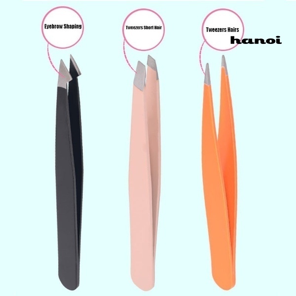 HQTM_3Pcs Point Slant Knife Tip Eyebrow Removal Tweezers Eyelashes Extension Tools