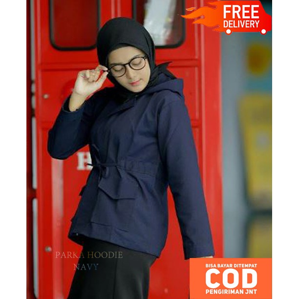 Jaket Parka Hoodie Wanita - Jaket Semi Parka Wanita - Jaket Parka - Jaket Bomber (COD)-7
