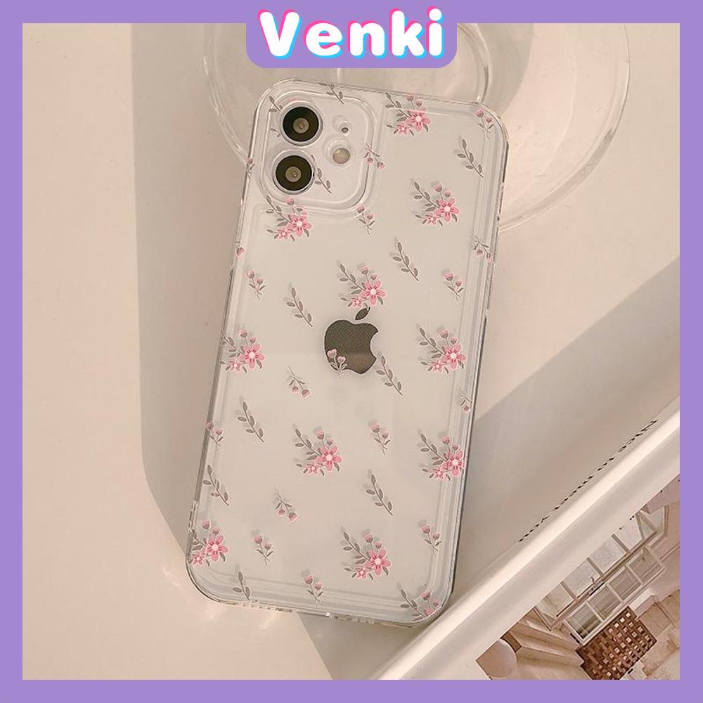 iPhone Case Silicone Soft Case Clear Case High Quality TPU Thickening Camera Full Coverage Protection Shockproof Case Pink Floral Flower Simple Style For iPhone 13 Pro Max iPhone 12 Pro Max iPhone 11 Pro Max iPhone 7 Plus iPhone XR XS MAX 11 Max 7 Pro