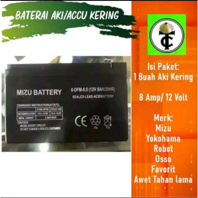 aki kering 12 V 8 ah